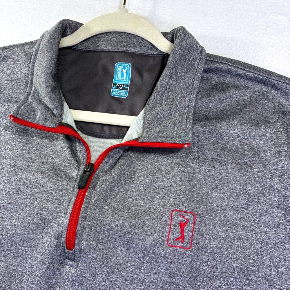 PGA Tour Mens XL Gray Heather Quarter Zip Performance Golf Pullover Sweatshirt